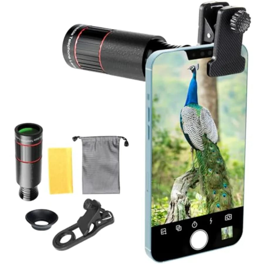 New Telephoto lens 32X for Smartphone Camera 2025, Zoom lens for iPhone and Android with Clip for Phone