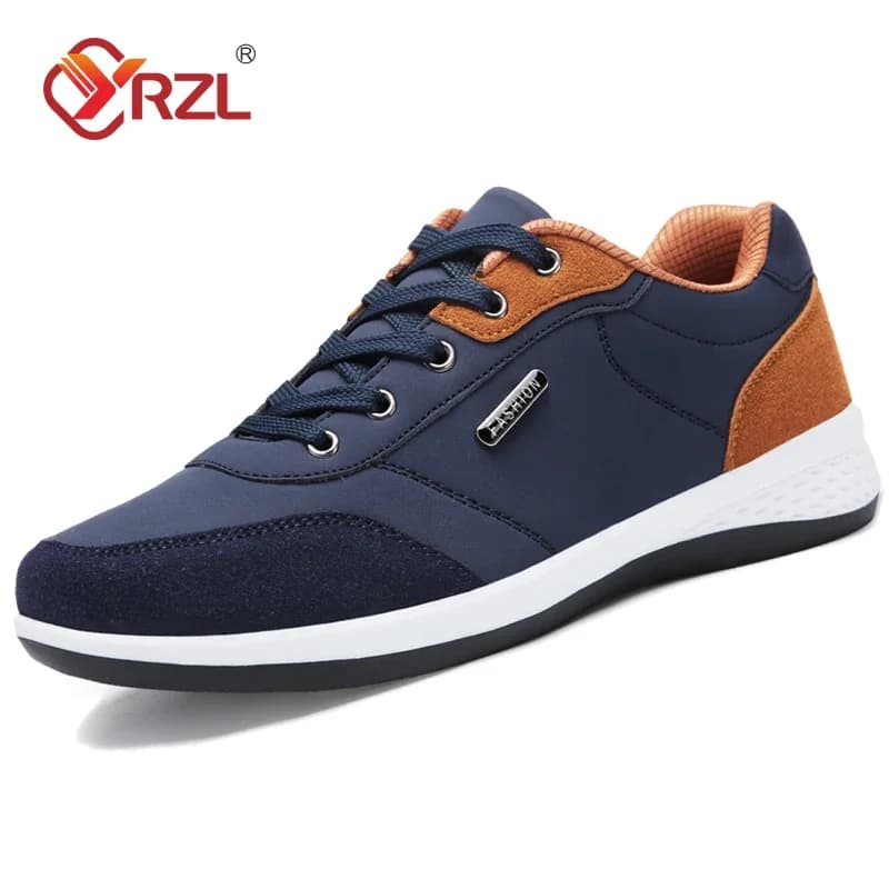 YRZL Scarpe da uomo Primavera Autunno Scarpe da ginnastica da passeggio impermeabili Scarpe sportive da uomo in pelle per il tempo libero Calzature antiscivolo da tennis per uomo