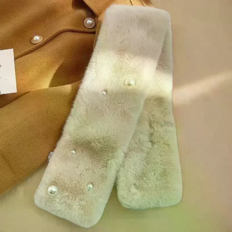 Sciarpa incrociata da donna in soffice pelliccia di coniglio Sciarpa invernale calda per il collo Collari Sciarpe Ragazza coreana Antivento Perla Peluche Snood Fazzoletto da collo