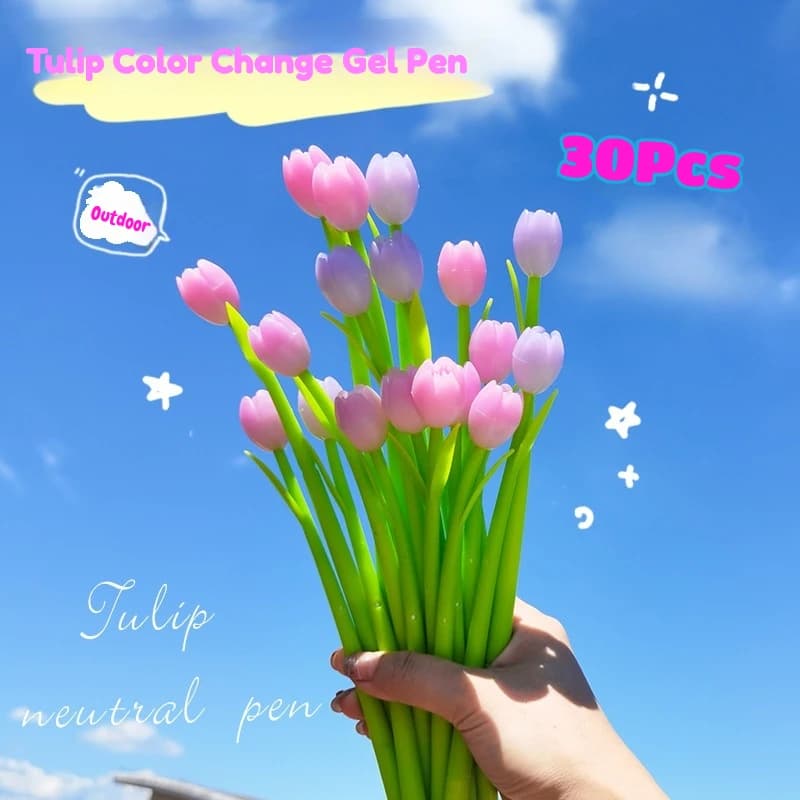 30 Pz/lotto Carino Creativo Tulipano Penna Gel Cambia Colore Sotto Il Sole Kawaii Fiore Penne di Scrittura Studente Scuola di Cancelleria Per Ufficio