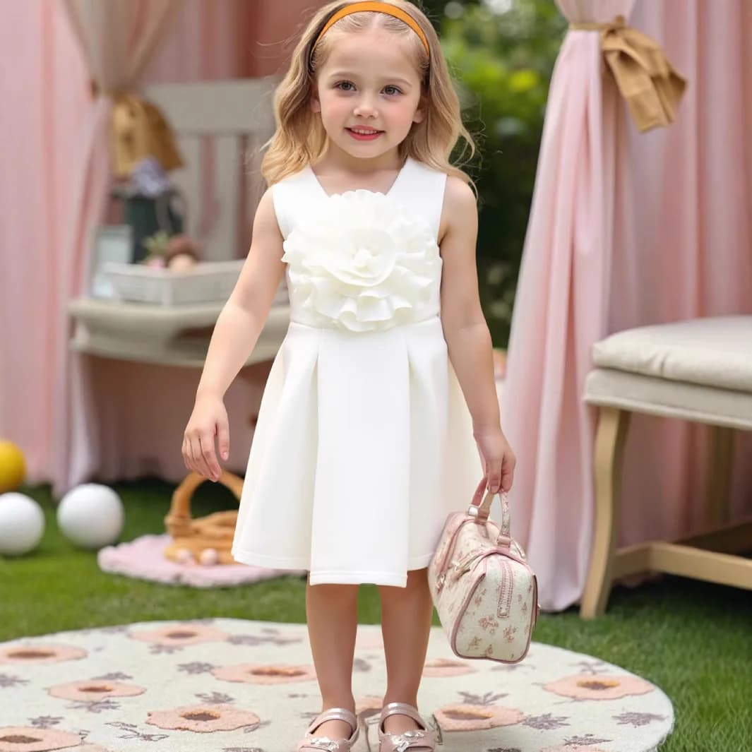 2025 Abito senza maniche da ragazza Fiore Moda Edizione coreana occidentale Tempo libero Dolce abito da principessa