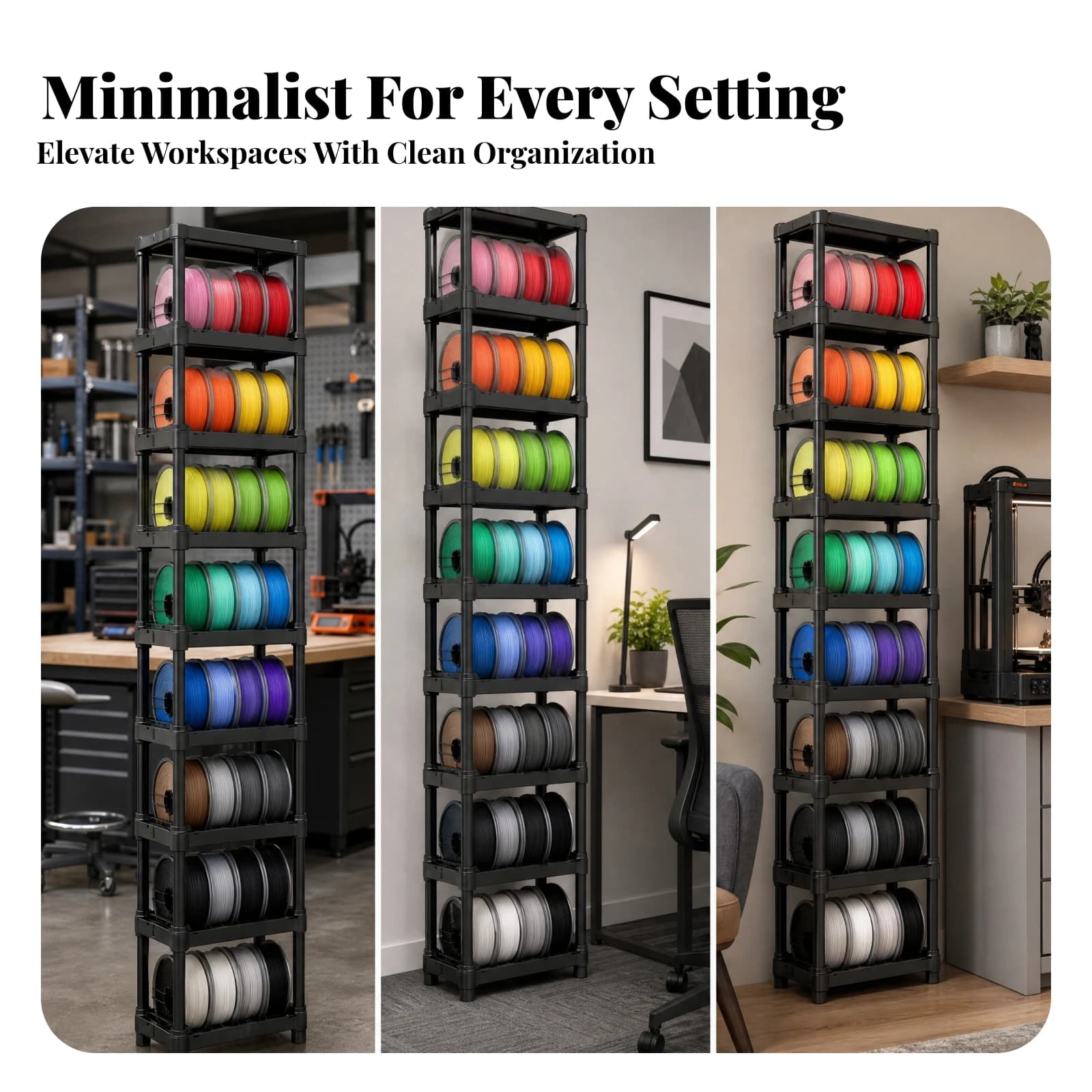 3D Printer Filament Storage Rack Multi-Level 9-Tier Spool Rack Freestanding Filament Organizer Vertical