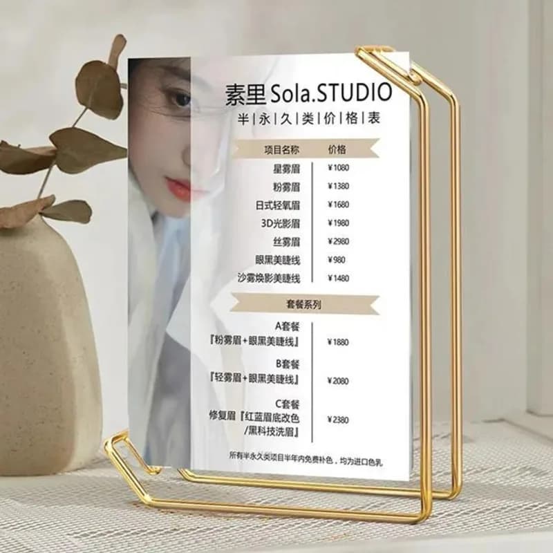 6 inch 105x150mm acrylic sign holder Menu Paper Price List Poster Frame Wedding Gift for Kids Metal Photo Display