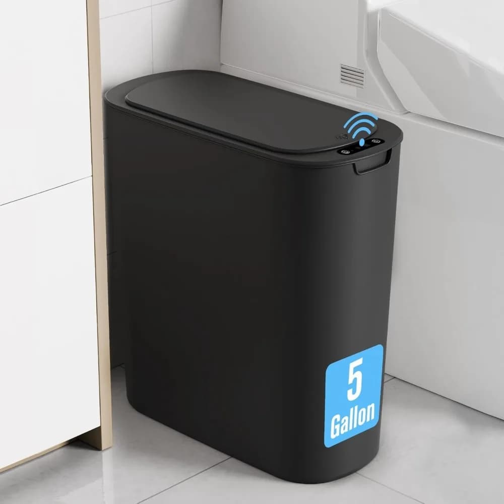 Cestino per Rifiuti da 5 Galloni con Sensore di Movimento, Automatico e Senza Contatto, Sottile con Coperchio per Bagno, Ufficio, Camera da Letto