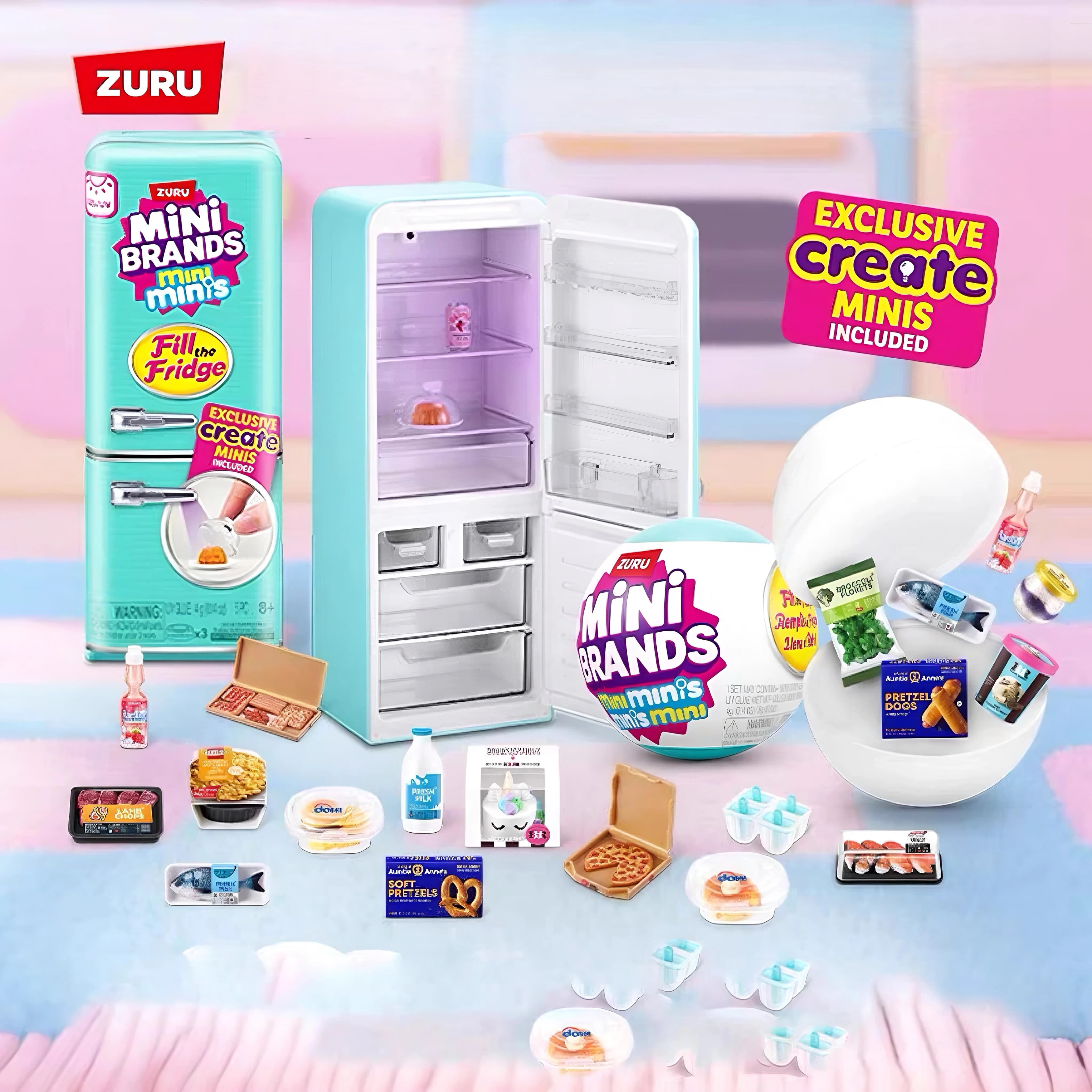 Disponibile Nuove marche Palla Mini frigorifero Scatola cieca per alimenti Mini set di giocattoli Grande scena di casa per bambini Giocabile Regalo di compleanno Caldo