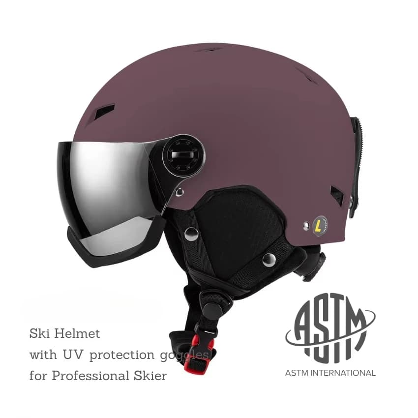 XY1 Casco da sci snowboard Visiera regolabile Casque De Ski Cuscinetti rimovibili e cuscinetti auricolari Casco da neve certificato ABS + EPS con occhiali