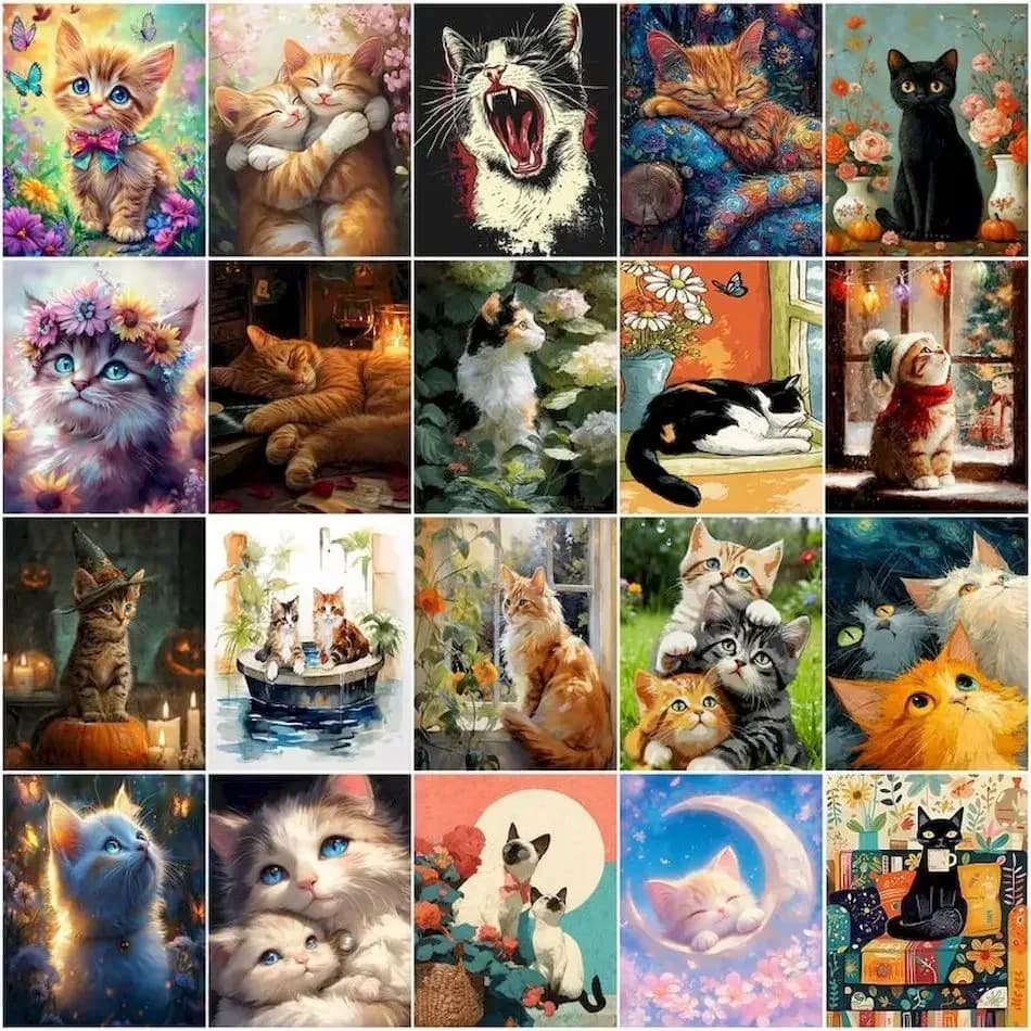 1pc frameless Paint By Numbers Markers By Numbers Cat Animals Art Supplies Picture Drawing Acrylic Diy Set Acrylic Paints Wall D