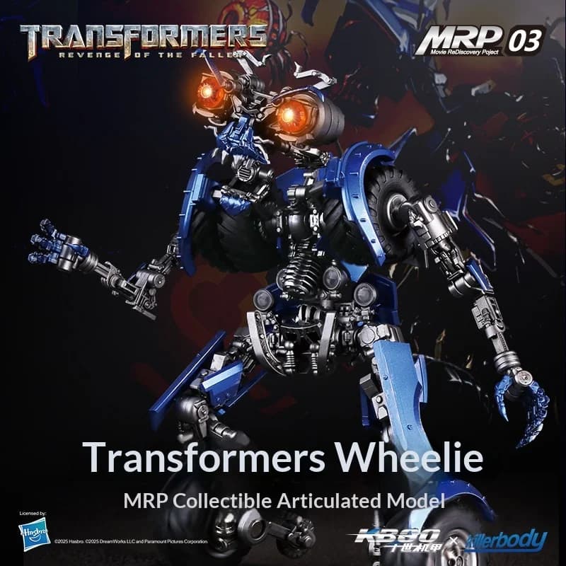 Killerbody Qianshi Mecha Transformers Wheelie Mrp 03 Ufficiale con Licenza, Action Figure da Collezione Posabile con Luci, Regalo