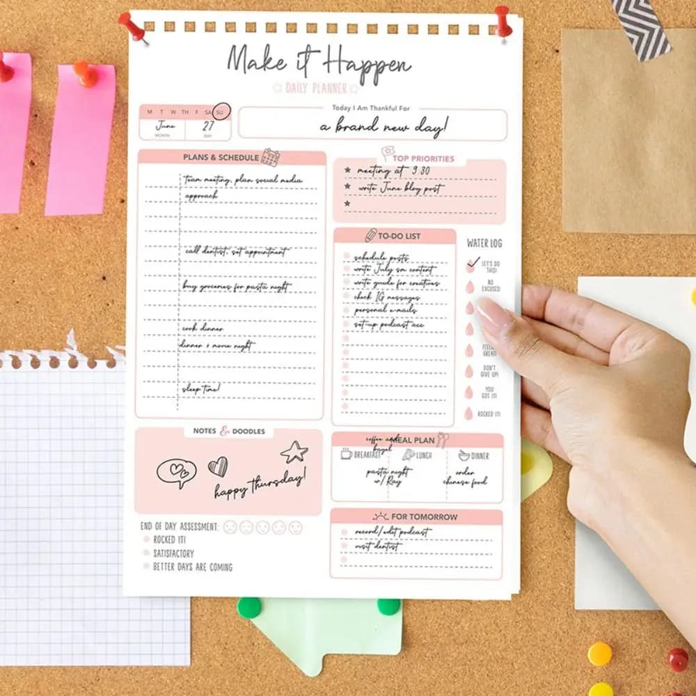 Blocco note con elenco delle cose da fare da 52 fogli, facile da strappare, portatile, agenda A5, agenda settimanale, quaderno per la gestione del tempo, per studenti
