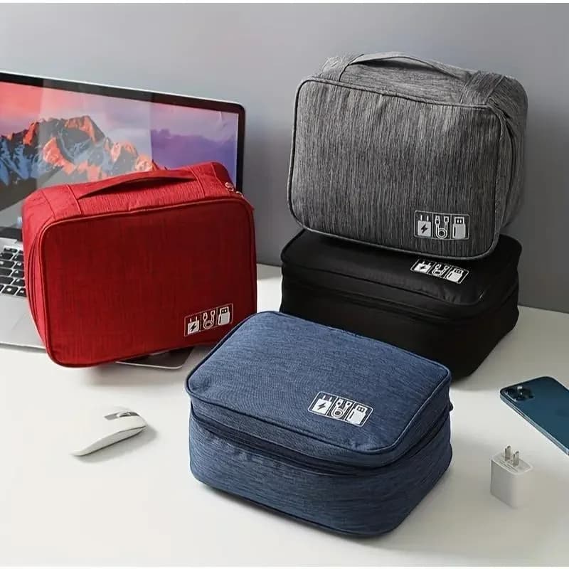 Organizza il tuo caos di cavi: borsa compatta per elettronica con 6 tasche – adatta per telefono, caricabatterie, USB-C e cuffie