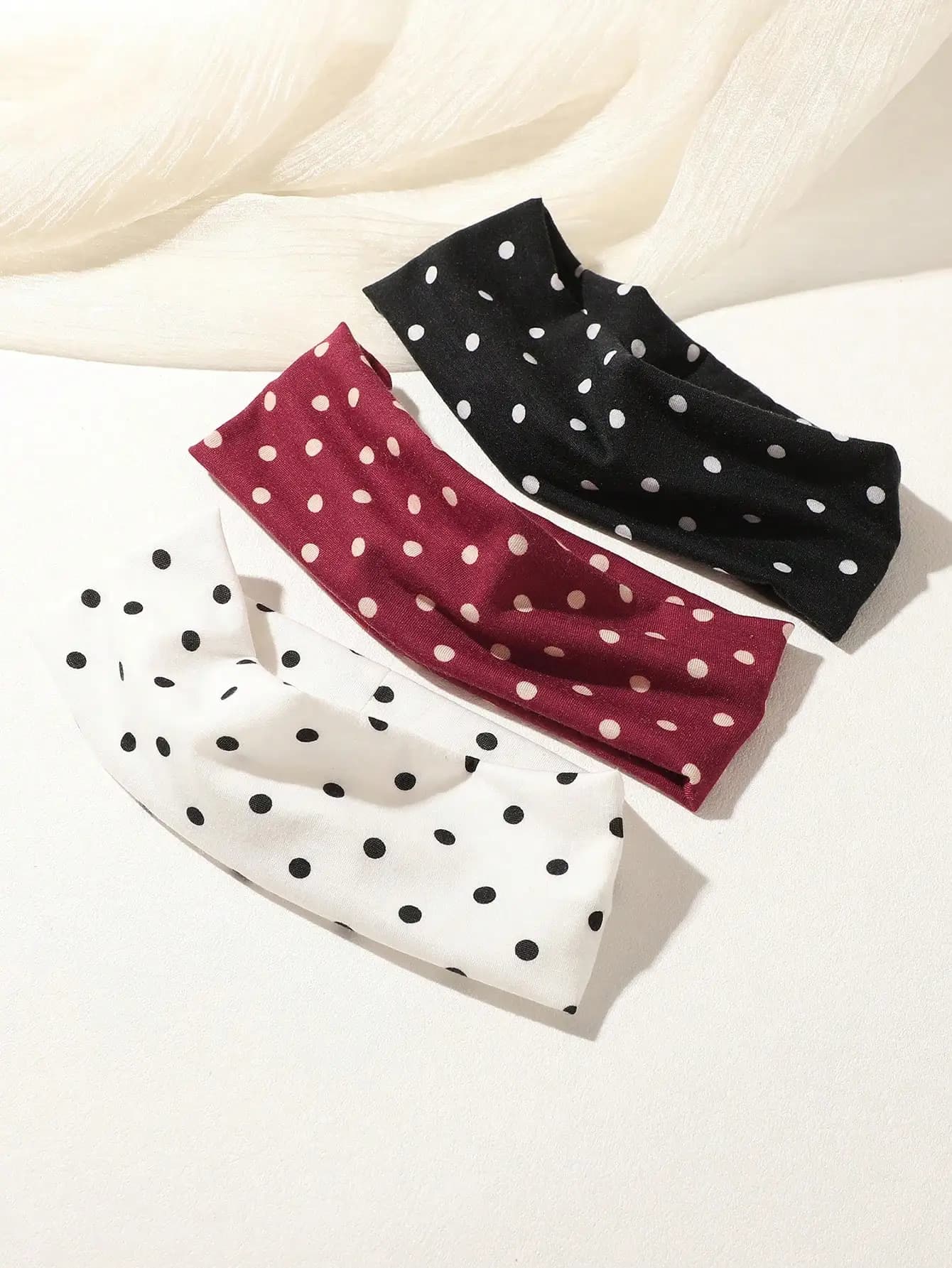 1pc Polka Dot Yoga Elastic Headband – Fashionable Dot-pattern Makeup Headband, Sports & Fitness Sweat-absorbent Hairband