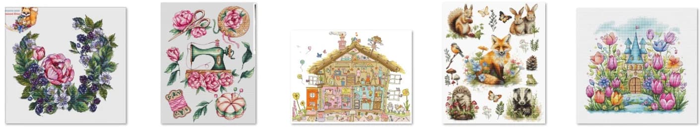 Set punto croce Nuovo filo di cotone fai da te Sincrostampa Kit da ricamo Decorazione domestica paesaggio Peonia e macchina da cucire