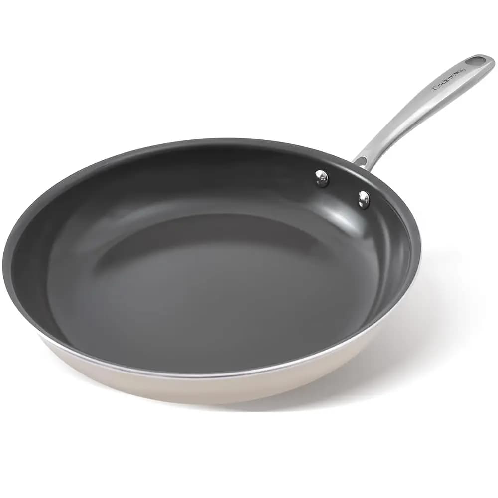 Padella in Ceramica Antiaderente, 11 Pollici, Grande Padella da Cucina, Senza PFOA, PTFE e PFAs