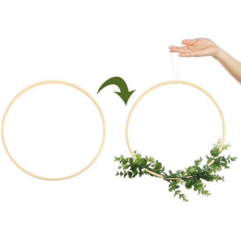 B84B 24 Pieces Wooden Bamboo Floral Hoop Set, Macrame for Craft Hoop Rings for DIY Wreath Decor, Dream Catcher Supplies
