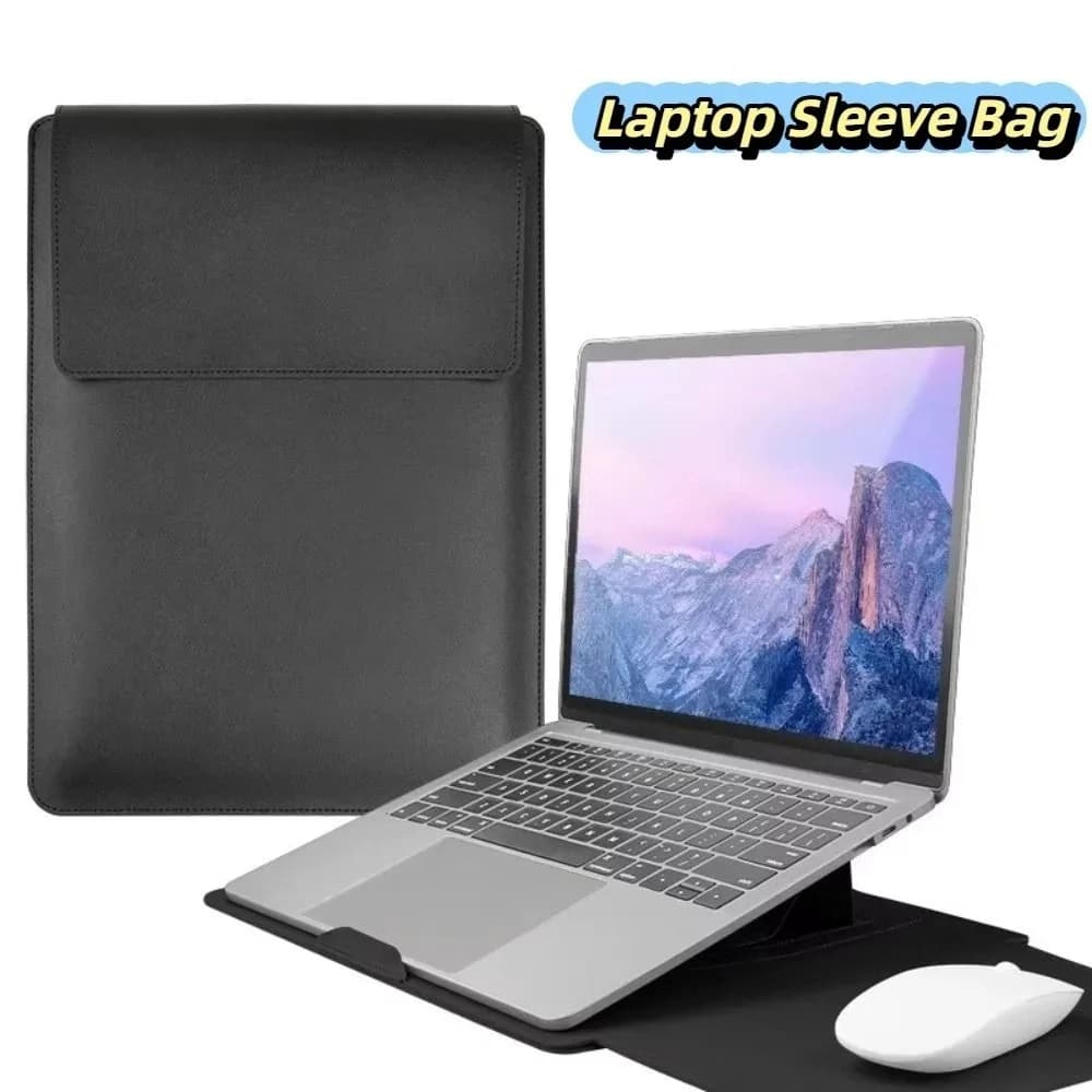 Borsa per laptop portatile dal design moderno, in pelle PU, borsa per computer da 13,3/15 pollici, supporto per laptop ultrasottile in tinta unita, per la scuola