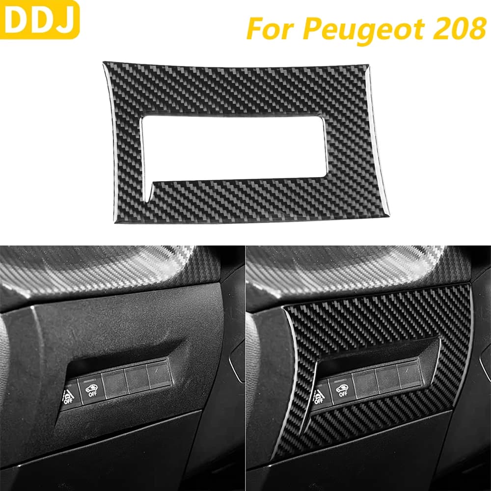 For Peugeot 208 and-208 2020-2025: Control Panel Cover Switch Headlights Side Carbon Fiber Guide, Auto Accessory Sticker