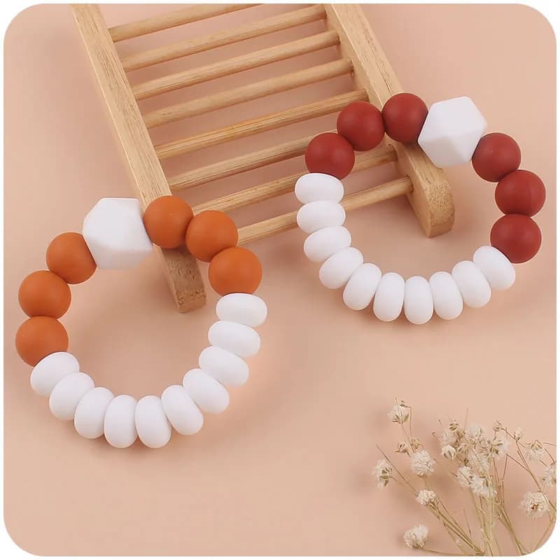 ABCPICK New Arrivals BPA Free Flower-shaped DIY Silicone Beads Pacifier Baby Teether New Design Ring Kids Baby Teething Toys