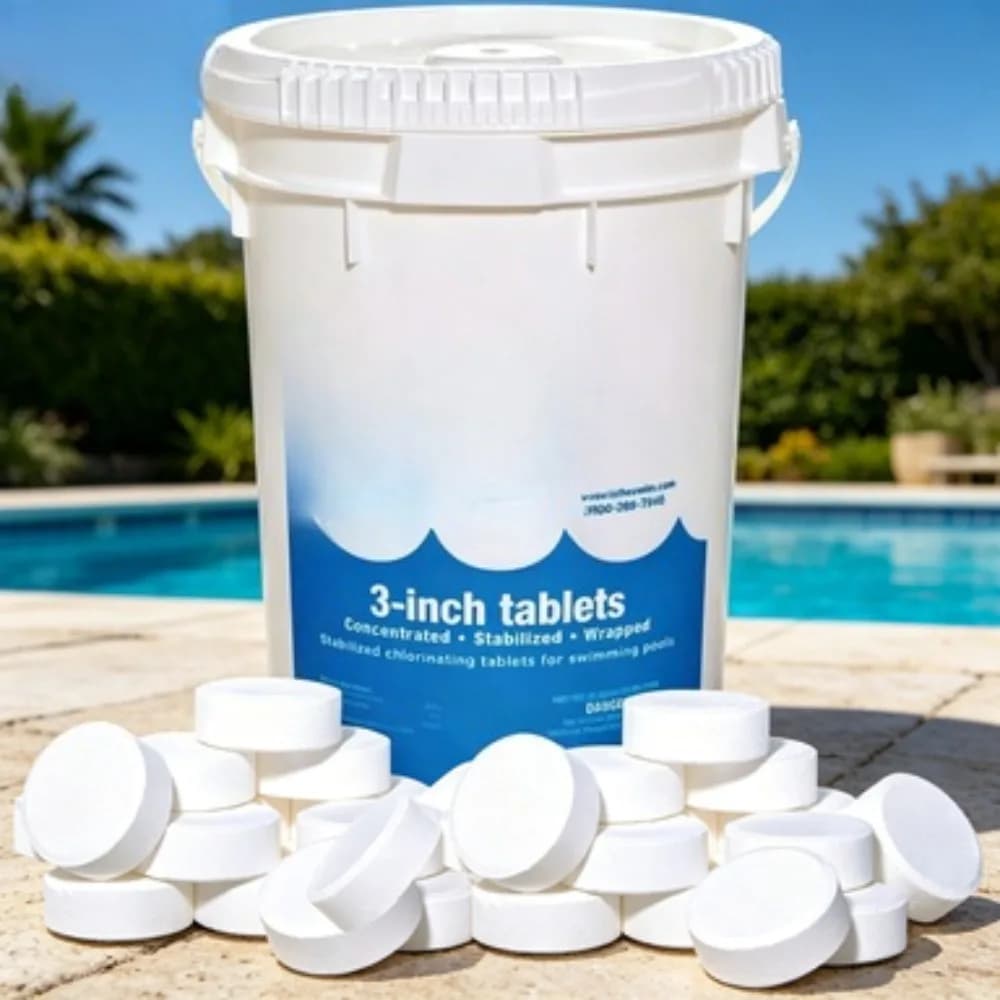 US Shipped Slow Dissolving 3 Inch Stabilized Chlorine Tablets for Swimming Pools Sanitizer Tri-Chlor 90% Available