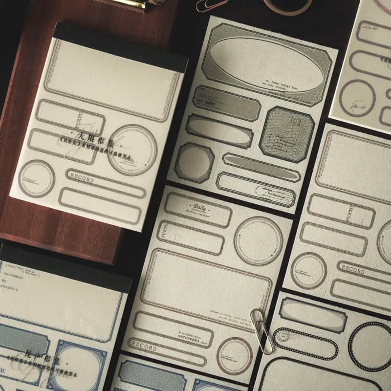 Yoofun 30 Sheets Border Set Vintage Frame Decor Material Paper Memo Pad Creative DIY Junk Journal Scrapbooking diy Notepads