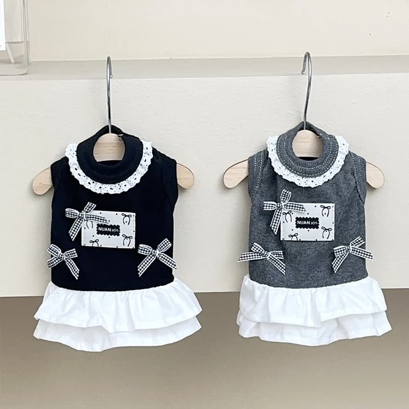 Abbigliamento Estivo Sottile per Cani, Vestito di Lusso per Cani, Gonne in Pizzo con Fiocco, Costumi in Cotone per Animali Domestici, Gilet Rinfrescante per Cani Chihuahua Bichon, Abbigliamento per Cuccioli