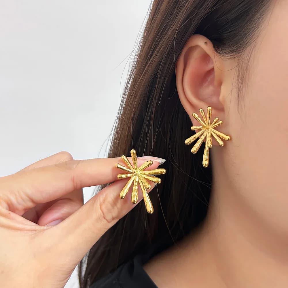DIY accessories Japan and South Korea Dadongmen French temperament earrings personality stainless steel snowflake irregular stud