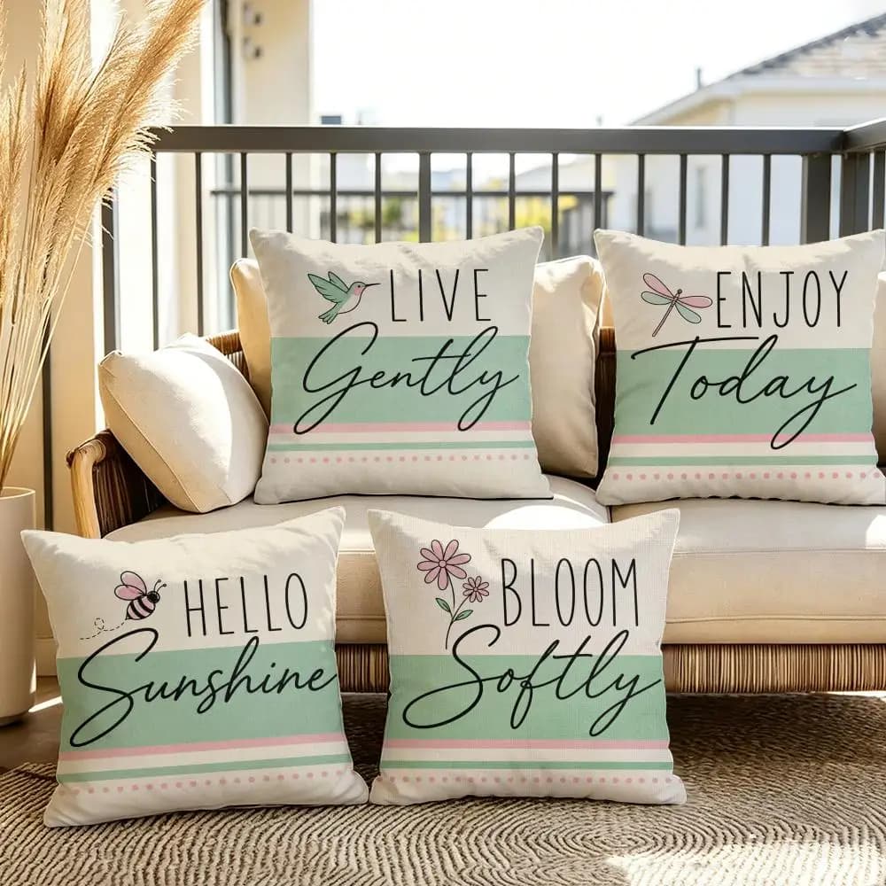 Gentle Floral Quotes Cushion Cover Soft Plush Throw Pillow Cover Double-Sided Decorative Cushion Case Sofa Bedroom Home Decor