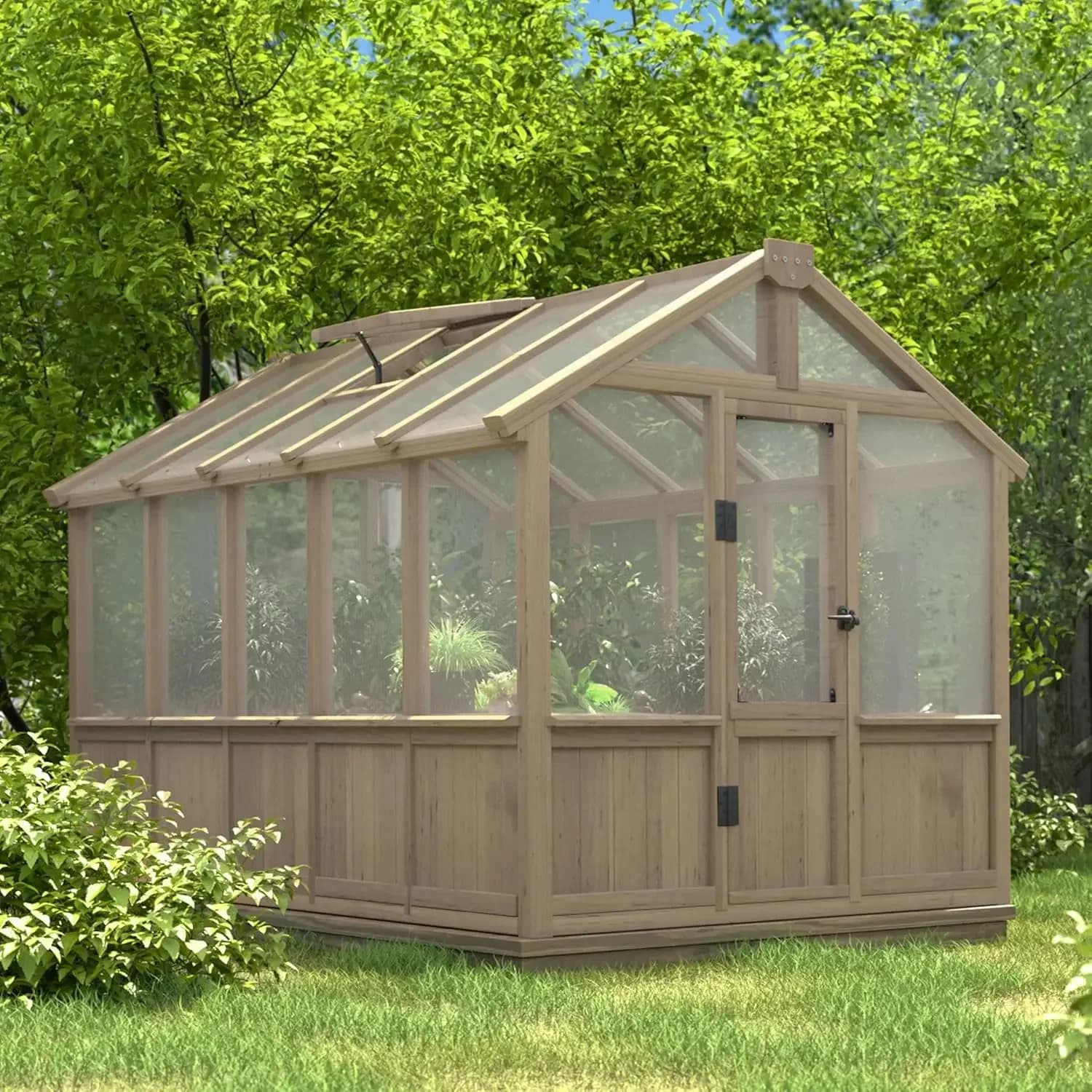 Casa verde da esterno 6x10 piedi, kit serra walk-in in legno con pannello in policarbonato spesso 6 mm con porta con serratura