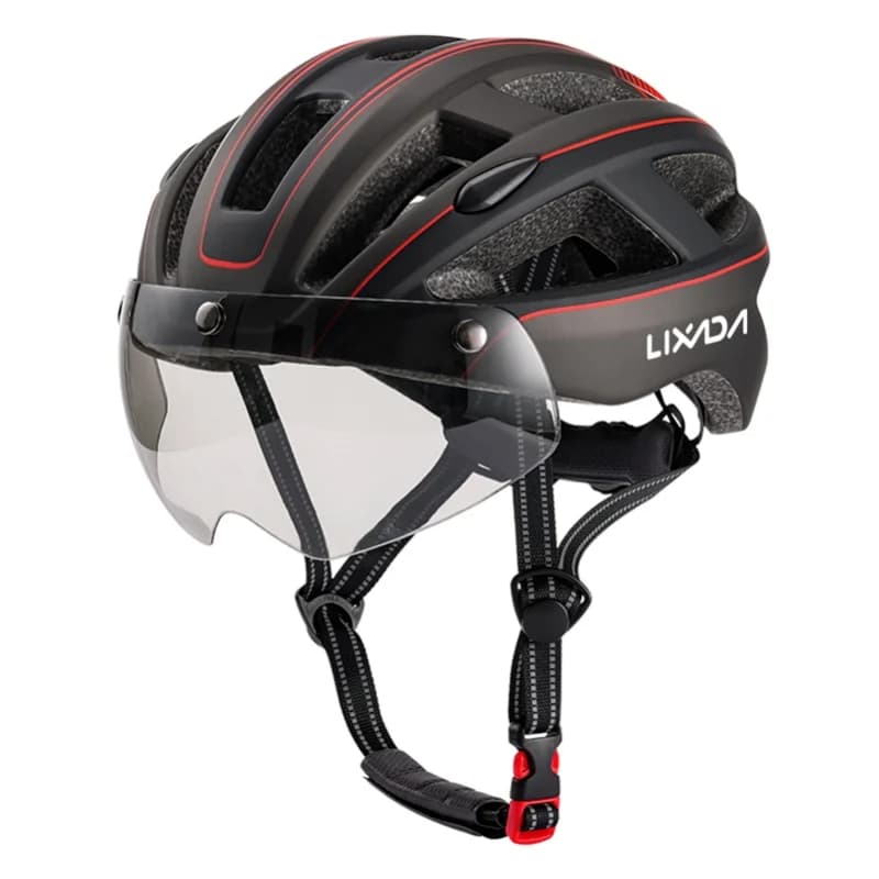 Casco da mountain bike con occhiali magnetici staccabili e luce posteriore