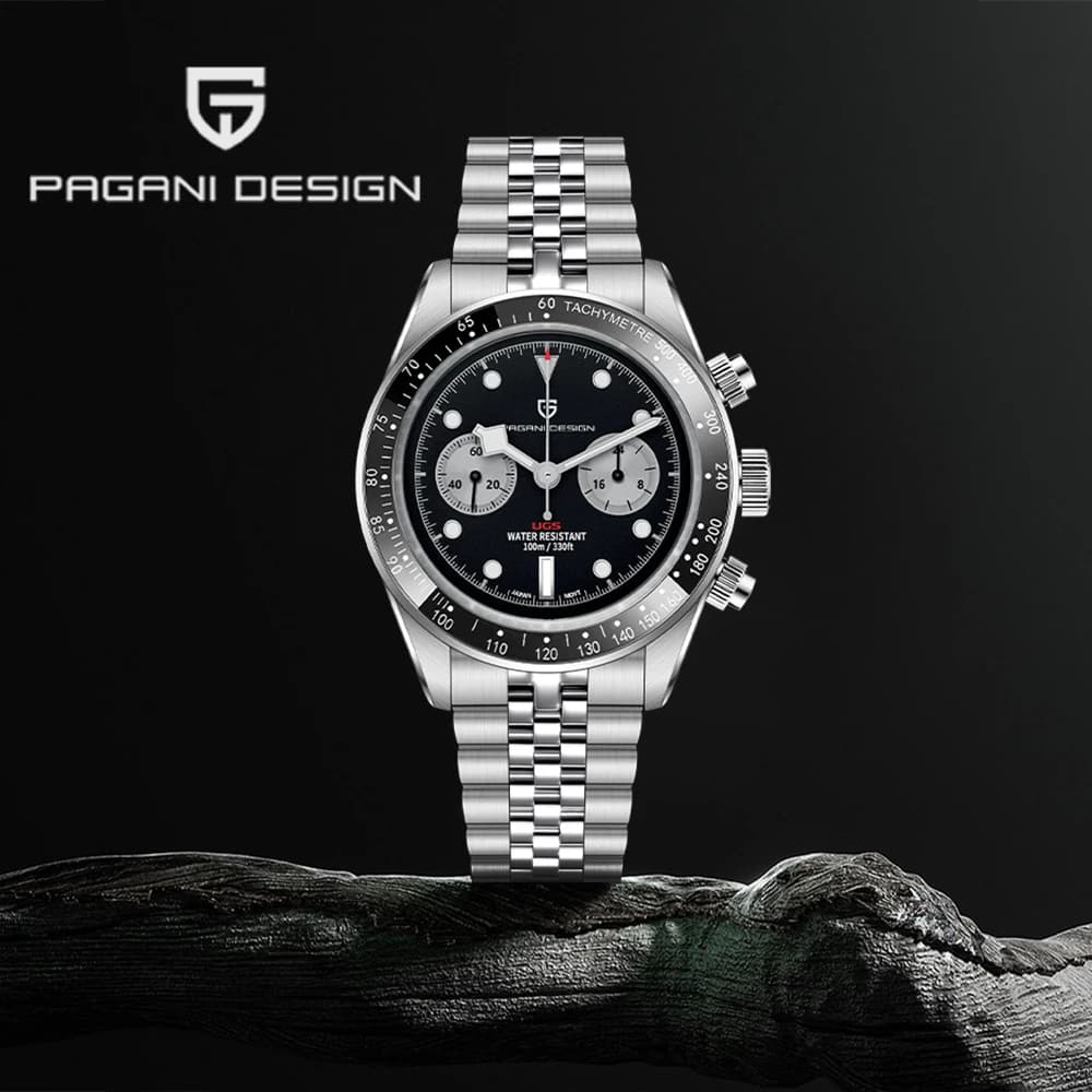 Orologio da uomo Pagani Design 2026 Panda al quarzo, cronografo sportivo con zaffiro, luminoso, subacqueo, da uomo
