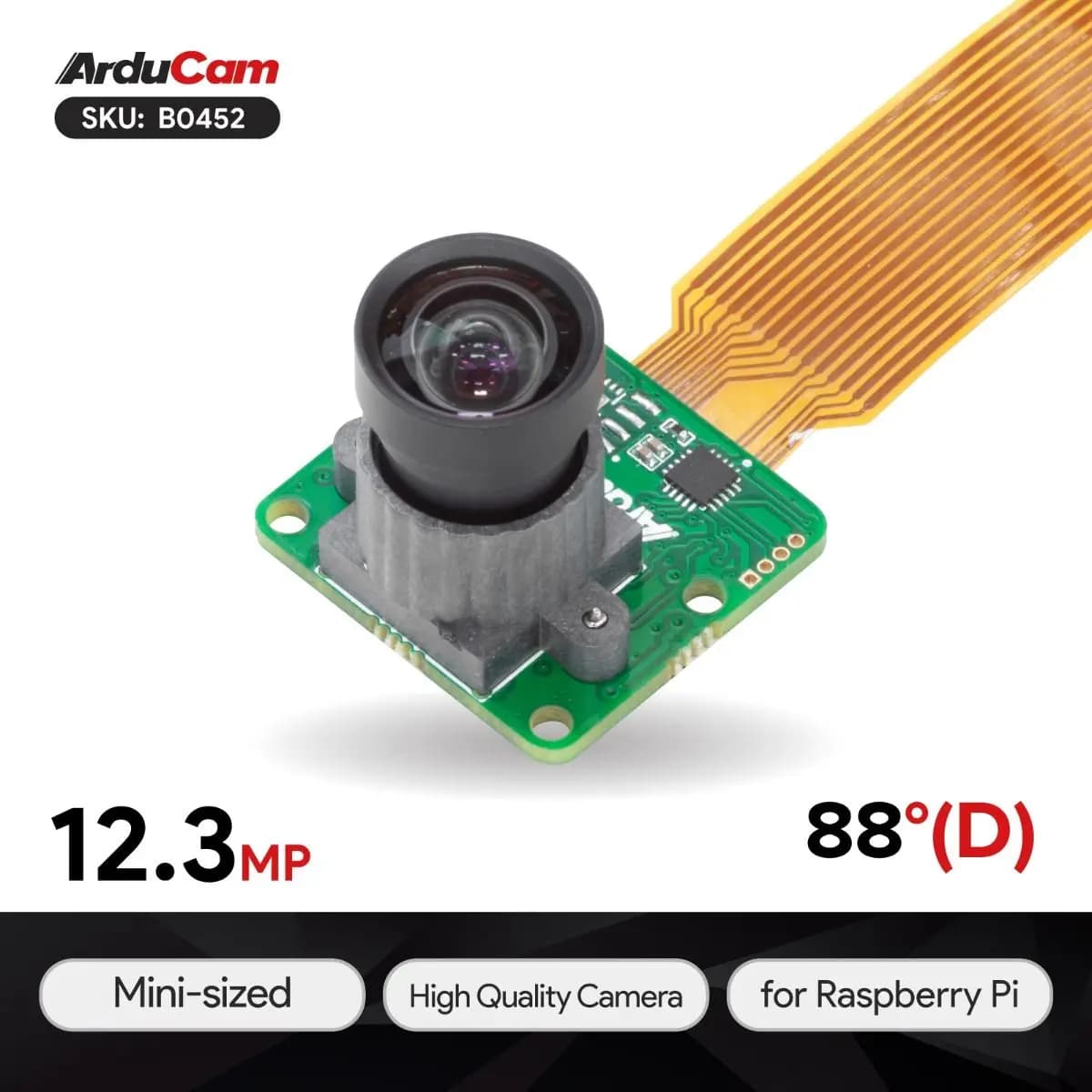 Camera module 12,3 MP 477P with M12 lens for Raspberry Pi