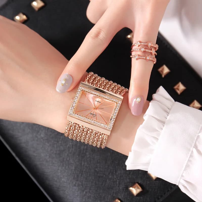 Orologio da donna al quarzo con quadrante grande e delicato, orologio da donna in oro di moda di lusso per donna, reloj mujer resistente all'acqua