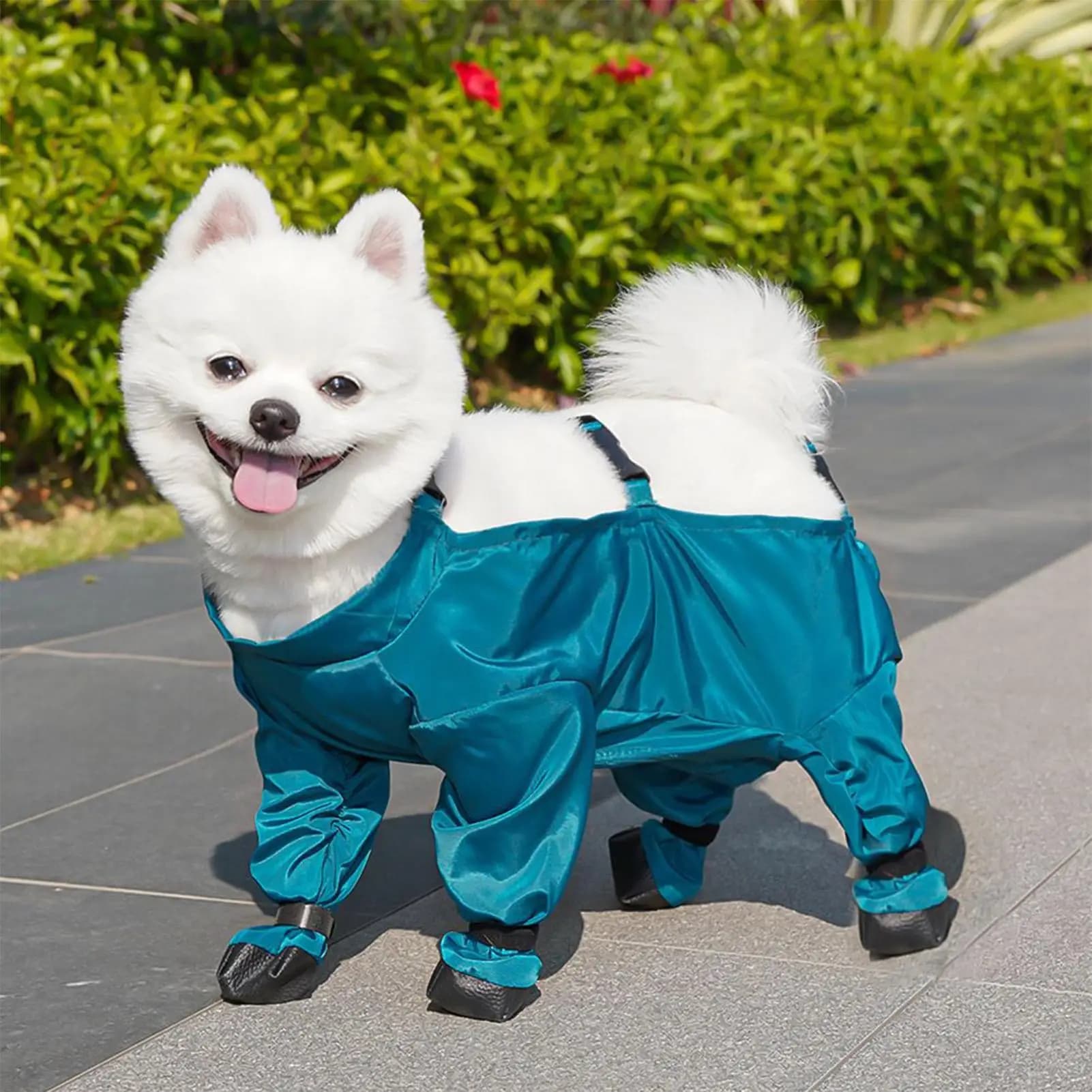 Dog Winter Coat Adjustable Waterproof Pants Reflective Strips Dog Suspenders Boots for Outdoor Winter Camping Hiking Walking