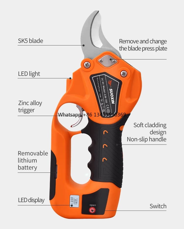 Mini electric scissors pruning shears do-it-yourself electric grafting machine with plastic handle and rubber blade SK5