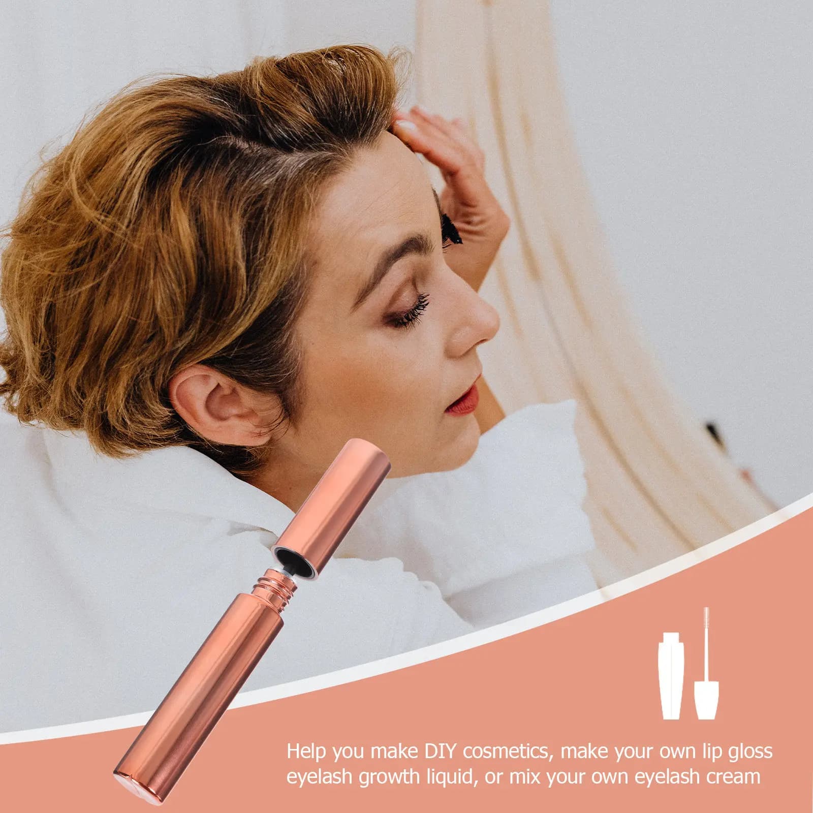 4 Pezzi Contenitori Vuoti per Mascara Dorati, Tubetti Riutilizzabili per Crema Ciglia, Flaconi Portatili per Trucco