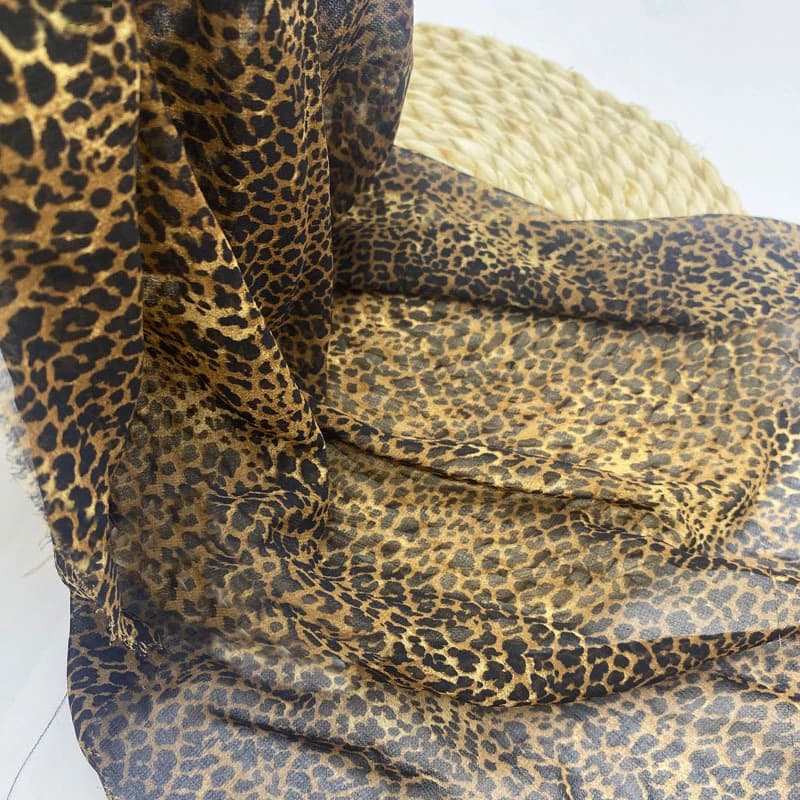 Top Grade Leopard Printing polyester Chiffon Fabric For Dress Blouse DIY Cloth Sewing Material
