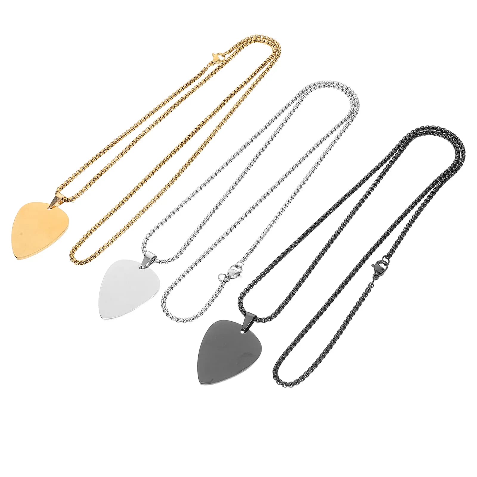 Set di 3 Collane con Plettro per Chitarra, Ciondolo Mini Chitarra in Acciaio Inox Titanio Argento, Gioielli Musicali Versatili per Uso Quotidiano, Idea Regalo