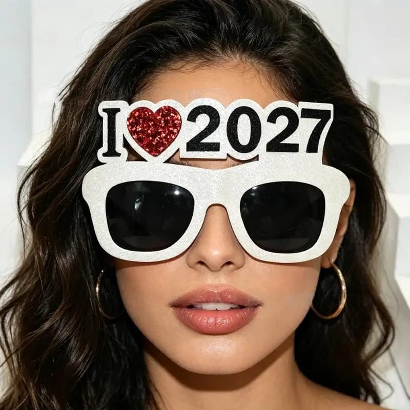 Occhiali con Numero 2027, Occhiali per Capodanno, Occhiali da Sole con Diamanti Glitterati, Accessorio per Cosplay, Decorazione per Feste Natalizie, Occhiali Divertenti