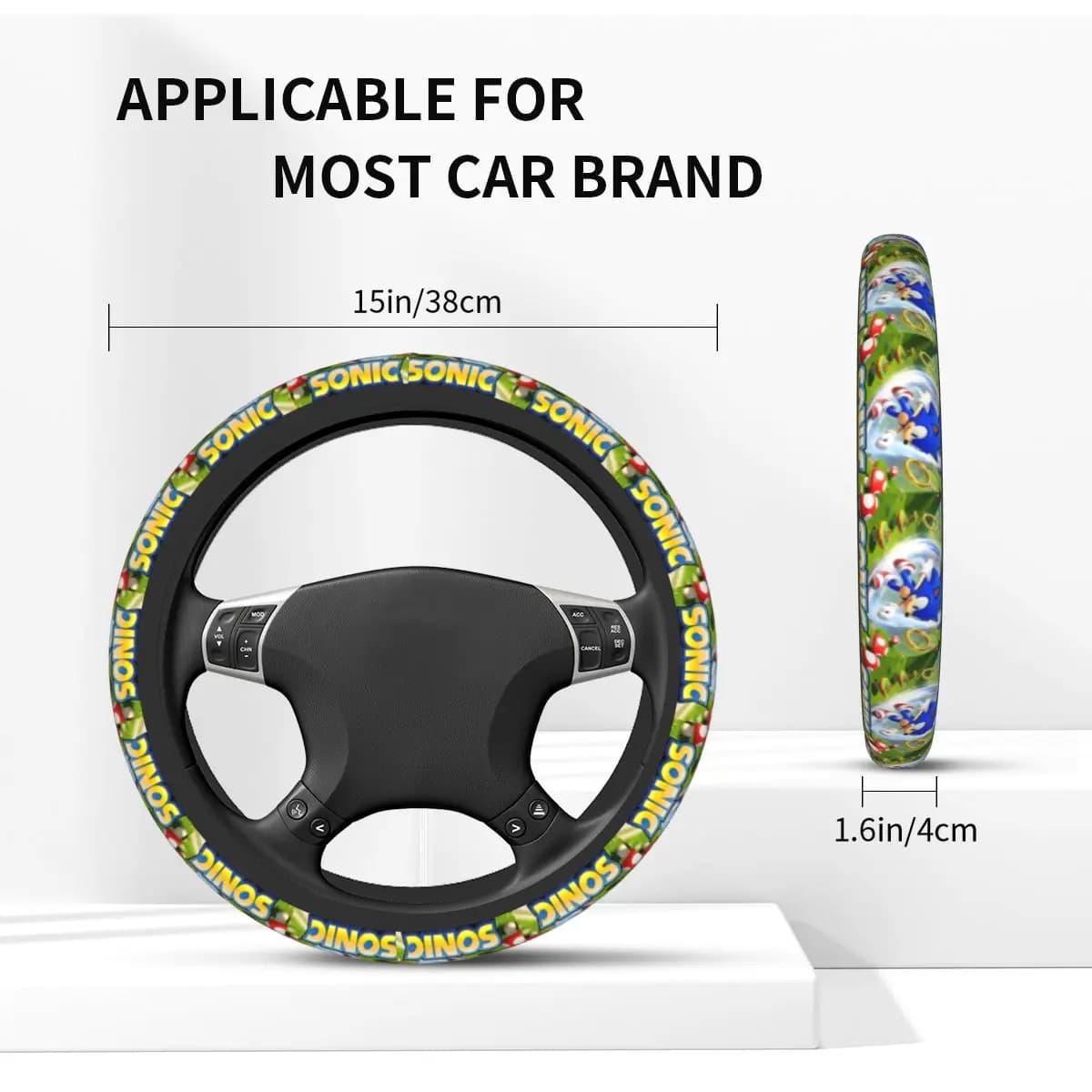 S-Soniced Universal Steering Wheel Cover Fit for Sedan Game Soft Car Steering Wheel Protector 15 Inch 37-38cm Auto Accessories