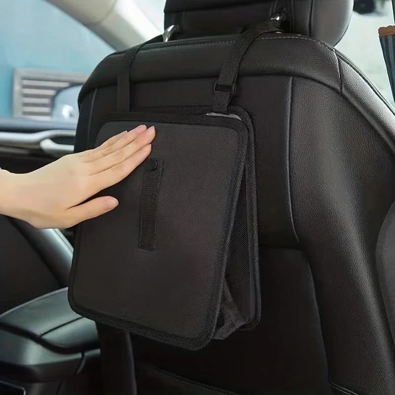 Pattumiera pieghevole per auto: doppia come scatola portaoggetti multifunzionale per bagagliaio, design a doppio scopo, perfetta per l'uso interno dei veicoli.