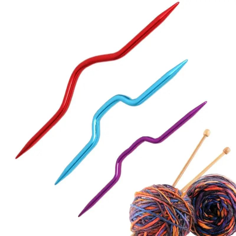 Ferri da maglia in metallo Ferri da maglia piegati in metallo 3 pezzi Strumenti colorati tessuti a mano Ferri da tessitura portatili per sciarpe