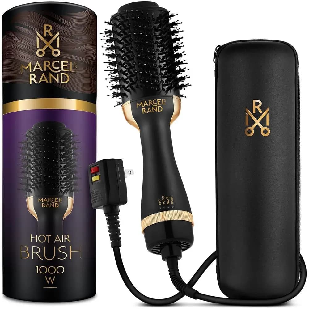 Spazzola Asciugacapelli Ovale Volumizzante Professionale 2 in 1 per Donne, 75MM con Custodia da Viaggio Rigida e Confezione Regalo Premium, Nero e Oro