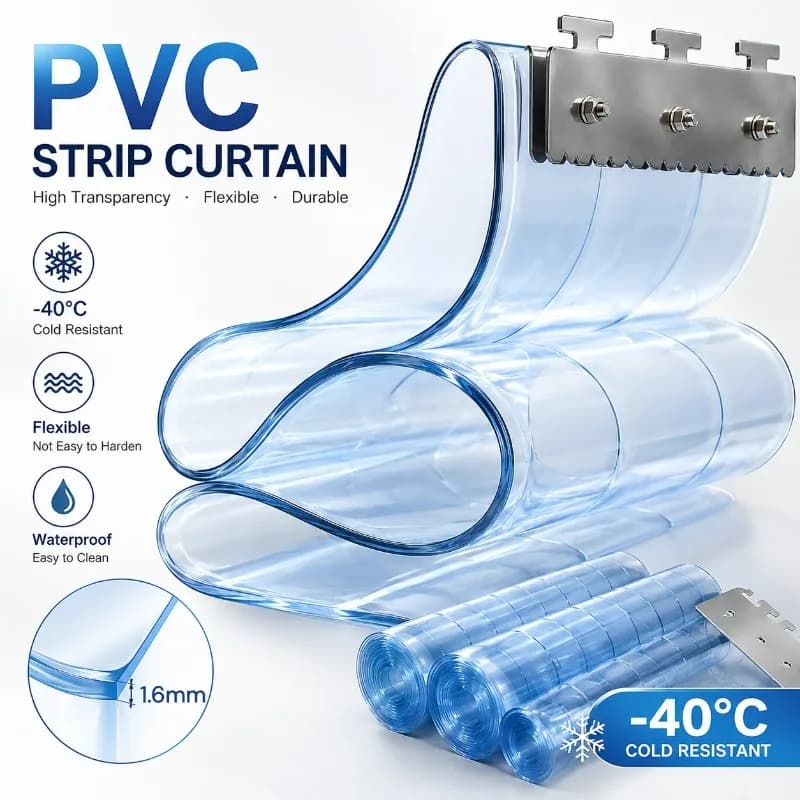Tenda a Strisce in PVC Flessibile Antivento e Antipolvere per Celle Frigorifere, Magazzini e Uso Industriale - Tende Divisorie Trasparenti
