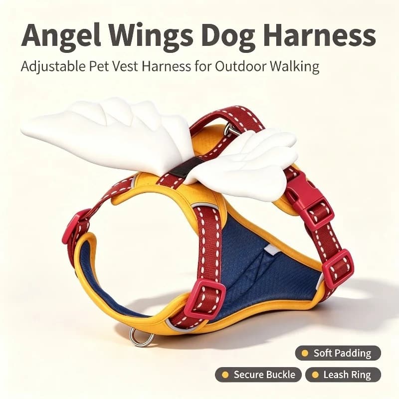 Angel Wings Dog Harness and Leash Set Adjustable No‑Pull Pet Vest Harness for Small Medium Large Dogs