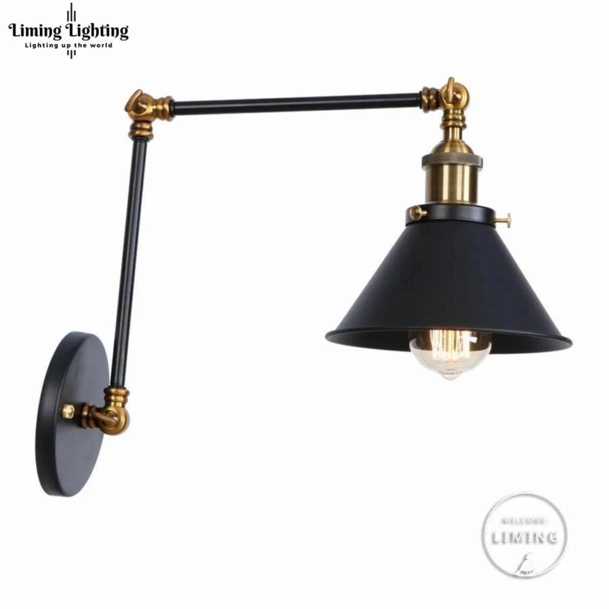 Lampada da parete a LED Lampada da parete in ferro Lampada da comodino per letto Luci notturne Paralume moderno nordico Decorazioni per la casa Cintura dorata e nera E27 85-265V