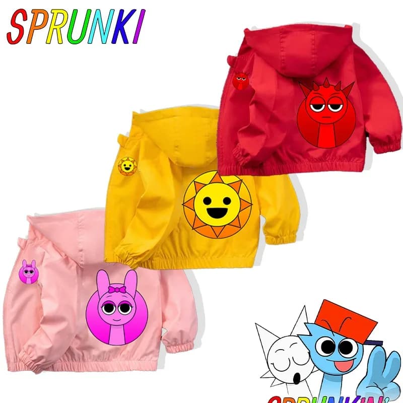 Sprunki PU Giacche impermeabili per bambini Cartoon Anime Cappotti moda Ragazzi Ragazze Autunno Inverno Caldo cappotto frangivento Abbigliamento per bambini