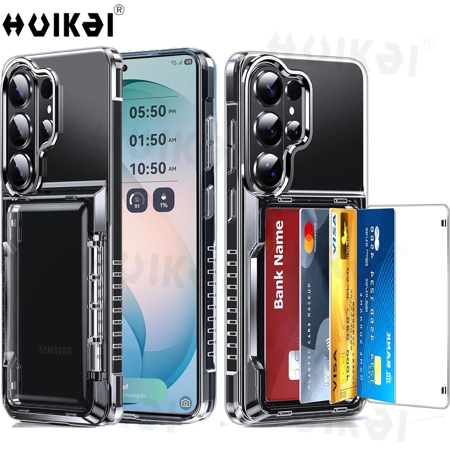 Wallet Card Holder Case For Samsung S26 Ultra S25 Edge S25 S24 Ultra S24 S23 Slide Slot Slim Hard PC Heavy Duty Protective Cover