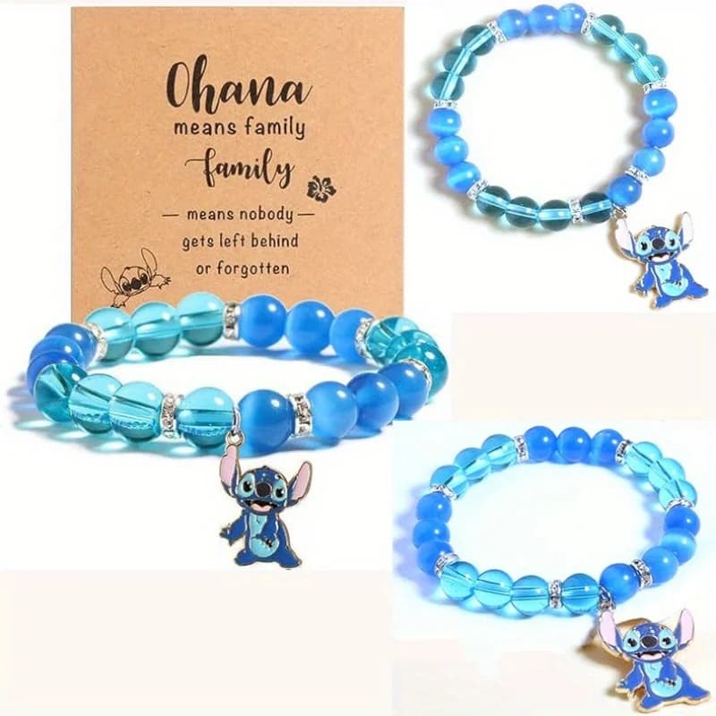 Nuovo braccialetto con perline blu effetto occhio di gatto – Gioiello elastico in cristallo con motivo cartoon, regalo per adolescenti