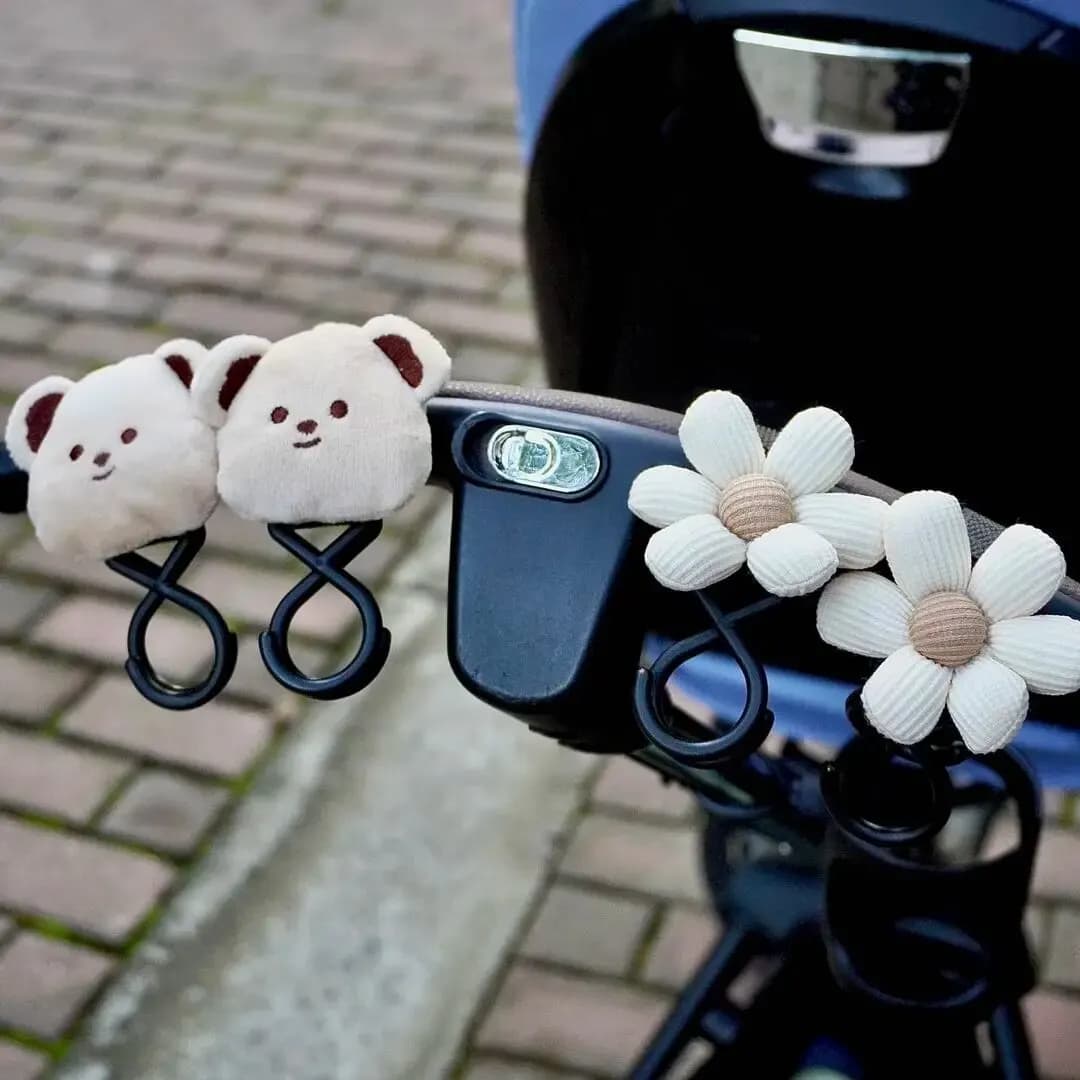 Gancio per passeggino Gancio per passeggino multifunzionale in lana con orso Gancio portaoggetti per zaino per madre e bambino...
