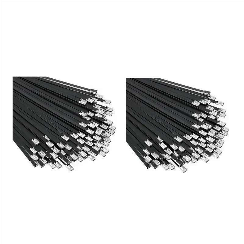 ABUH-Fascette stringicavo in metallo nere, 200 pezzi, 30 cm, in acciaio inossidabile 304, rivestite in epossidico, per macchinari, veicoli, aziende agricole, cavi