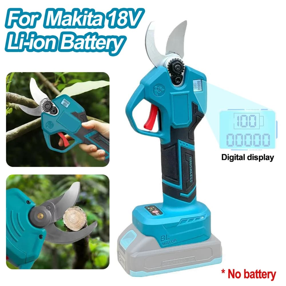 Electric pruning shears without brushes with 30 mm, wireless rechargeable, for garden fruit trees, for Makita 18V battery